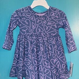 Heart Patterned Kids Casual Dress - Blue and Purple